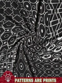Shutterstock Glamance Jaqueta Casual Minimalista Feminina, Adequada para Verão, Cardigã Estampado, Cardigã Geométrico, Cardigã Leve, Cardigã Feminino, Cardigã Preto, Cardigã Estampa Geométrica - Preto e Branco - Visão 7