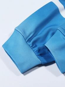 ROMWE MEN Prep 男士休闲渐变条纹字母印花连帽卫衣 - 彩色 - 查看 5