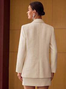 MOTF PREMIUM 粗花呢尖领人造珍珠和水钻细节西装外套 - 紅色 - 查看 3