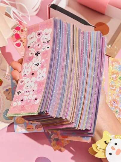 200pcs Cute Cartoon Stickers, Adhesive Decals, Party Diy Stickers, Fun Style, Lovely Cartoon Theme Stickers For Adults, Teenagers And Kids Halloween Decoration,Girly Stickers,Craft Supplies For Kids