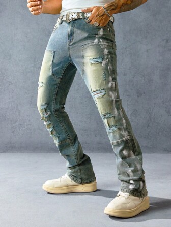 Street Life Herren Slim Fit Destroyed Jeans mit Taschen