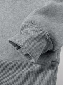 Manfinity Homme 休闲时尚百搭圆领长袖男士套头衫，男士图案运动衫，男士圆领运动衫，男士休闲长袖 T 恤，秋冬 - 淺灰色 - 查看 4