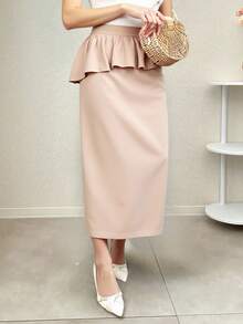 FRIFUL Cute Straight Skirt Women Skirt - Apricot - View 2
