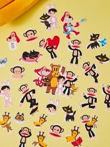 Paul Frank X SHEIN 47套卡通图案贴纸，适合学生、青少年、男女，适用于笔记本、日记本、手工艺品及类似物品。也可用作滑板、笔记本电脑和行李箱的个性化装饰。背胶可移除，易撕不留残胶。 - 彩色 - 查看 5