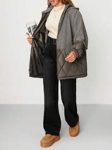 EURMUSE Women's Multicolor Half Wool Half Quilted Elegant Winter Coat - Multicolor - View 6