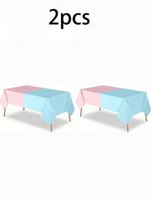 1pc/2pcs/4pcs Disposable Gender Reveal Party Supplies Plastic Gender Reveal Tablecloths Waterproof Pink And Blue Tablecloth For Birthday Shower Party Decorations - Multicolor - View 12