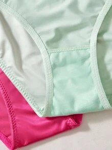 SHEIN 3 件女士简约纯色闪亮光滑三角裤性感低腰透气弹力内衣内裤套装女士比基尼内裤比基尼内衣女士缎面内裤女士内衣套装