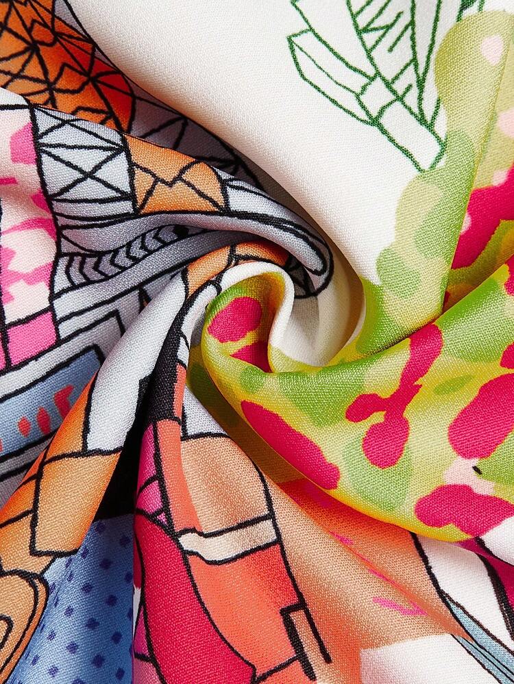 EMERY ROSE Falda casual con estampado arquitectónico para mujer talla grande - Multicolor - Añade 5