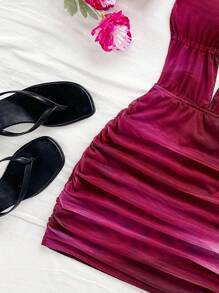 Soleia Đầm ôm sát cơ thể xếp ly cổ chữ V sâu in họa tiết trừu tượng phong cách cổ điển dành cho nữ, trang phục thời trang mùa hè gợi cảm cho tiệc tùng, hẹn hò, trà chiều, kỳ nghỉ ở bãi biển - Nhiều màu - Xem 3