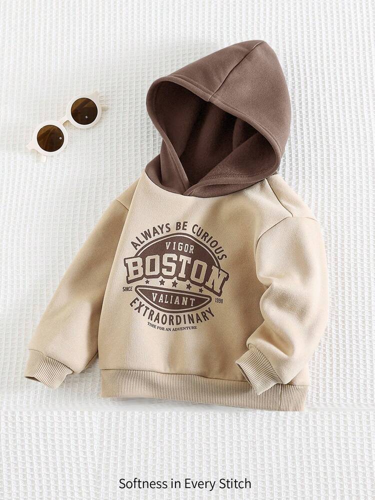 Cozy Pixies Sudadera con estampado de letras y contraste de colores para niño bebé, para otoño/invierno - Multicolor - Añade 4