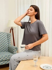 SHEIN Regular Length Cute Women Pant Set With Textured Details And Comfortable Fit Women Pajama Set Women Lounge Wear Sets Pj Set For Woman Pajama Sets For Women Sleepwear Set Women