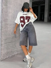 HIGH WAIST BERMUDA SHORT CASUAL STYLE Women Summer Clothing Woman S Summer Clothes Women Clothing Y2k Women Short Set - Grey - View 5