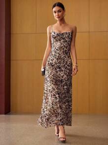 MOTF PREMIUM VESTIDO ESTAMPADO DE LEOPARDO DRAPEADO - Multicolor - Ver 5