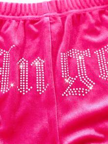 SHEIN Serisse Kids Bộ 2 món đồ cho bé gái, áo hoodie nhung họa tiết chữ đính đá và quần ống loe, quần nỉ, trang phục, dễ thương, giản dị và cổ điển, tuyệt vời cho trang phục thường ngày và đi học hàng ngày vào mùa hè và mùa thu, cho Giáng sinh - Màu Hồng Tươi - Xem 6