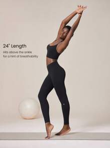 GLOWMODE 24" FeatherFit™ Crossover Yoga Leggings Buttery Soft High Stretch Crossover Waist Sports Tights Gym