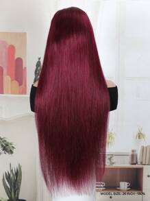 ALL READY WIG 26 英寸 99J 勃艮第无胶假发人发酒红色直发 13x4 蕾丝前假发人发预拔婴儿头发无胶 180% 密度 - S99J - 查看 2