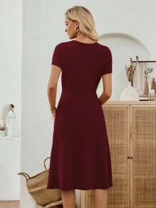 Miaspire Women's Black Lace Patchwork Elegant Party Mid-Length Dress Business Casual Woman Office Outfits For Women Work Outfits For Women Fall Clothes For Women Burgundy Dress For Women Wine Red Dress Maroon Dress Midi Dress Elegant Midi Dress Fall Dresses For Women Fall Dresses For Women Dresses For Women Elegant Dresses For Women Elegant Dresses For Women Elegant,Elegant Dresses For Women,, Christmas - Burgundy - View 2