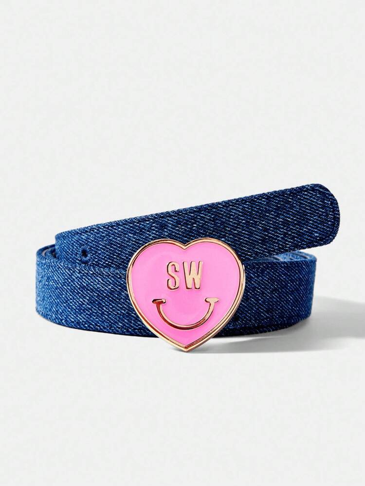 S.W.Smiley x MOTF Cinturón con hebilla con patrón de dibujos animados de piel sintética (PU)