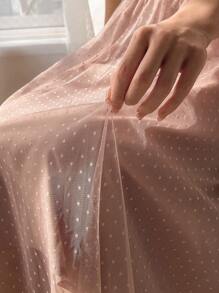 FRIFUL Women's Elastic Waist Mesh Overlay Skirt,Back To School Clothes - Pink - View 3