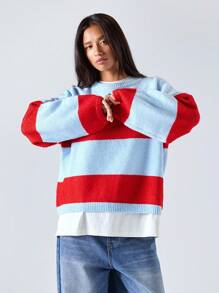 LYSMO 2025Phong cách mới mùa thu cho nữ/Áo len dài tay trễ vai kẻ sọc rộng rãi cho nữ/Sọc màu/Mùa đông cho nữ/Mùa đông cho nữ/Trở lại trường/Trường học/Trở lại trường/Trở lại trường cho nữ/Áo đi học/Halloween/Halloween cho nữ/Trang phục Halloween/Giáng sinh/Áo len Giáng sinh/Áo len năm mới - Nhiều màu - Xem 4