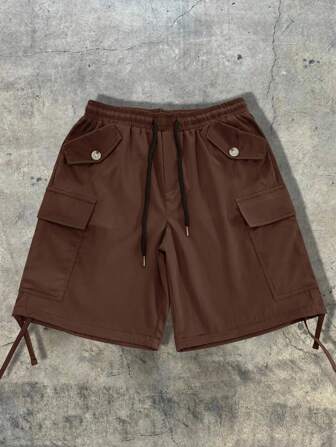 Street Life Pantalones cortos cargo con bolsillos grandes y cordón para hombre