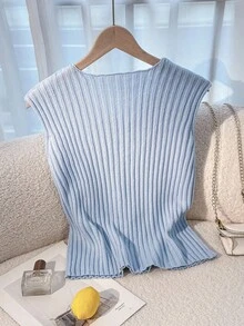 Franclia Women's Minimalist All-Match Versatile Pearl French Elegant Fashion Sweater Vest