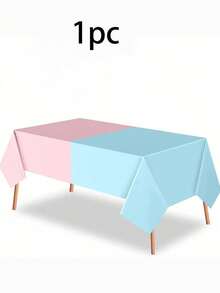 1pc/2pcs/4pcs Disposable Gender Reveal Party Supplies Plastic Gender Reveal Tablecloths Waterproof Pink And Blue Tablecloth For Birthday Shower Party Decorations - Multicolor - View 11