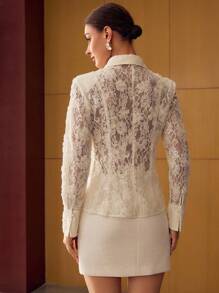 MOTF PREMIUM Camisa con botones y encaje - Albaricoque - Ver 4