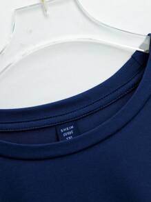 EMERY ROSE Plus Size Summer Casual Daily Halloween Ghost Print Short Sleeve T-Shirt - Navy Blue - View 5