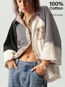 Bohemela 度假休闲宽松七分袖女式衬衫 - 彩色 - 查看 9