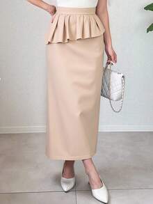 FRIFUL Cute Straight Skirt Women Skirt - Apricot - View 1