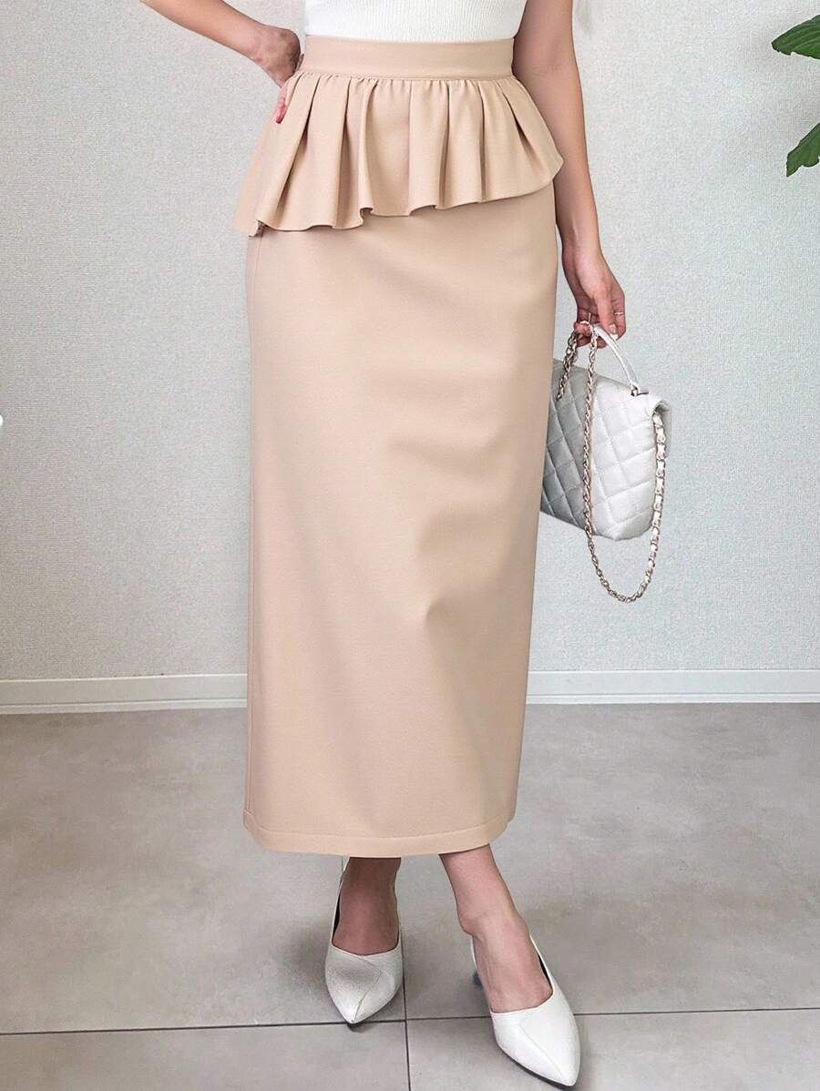 FRIFUL Cute Straight Skirt Women Skirt - Apricot - View 1