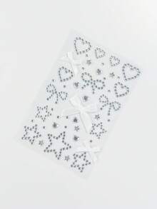 ROMWE Kawaii 1 件蕾丝蝴蝶结、心形、星星、蝴蝶结、钻石闪光和面部宝石贴纸