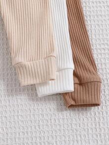 SHEIN 6pcs/Set Baby Boy Snug Fit Casual Ribbed Knit Long Sleeve Top And Pants Comfortable Sleepwear Set, Multiple Colors Fall Winter - Multicolor - View 4