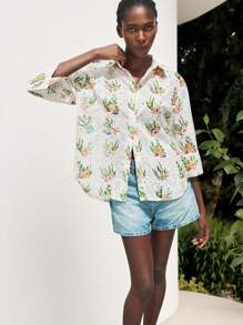 Maija Áo kiểu nữ casual in họa tiết rỗng thêu toàn thân, áo đi nghỉ mát, áo đi biển, áo nữ đi chơi, áo sơ mi cài nút, áo nữ dễ thương, áo nữ hài hước, áo nữ dễ thương, áo nữ Kawaii, áo đi nghỉ mát, áo nữ đi chơi, áo sơ mi cài nút, áo nữ phong cách Boho, áo nữ phong cách Bohemian. - màu xanh lá - Xem 3