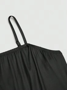 SHEIN Clasi 加大码女式花卉印花吊带背心连衣裙，带伞状下摆和短袖系带前夹克优雅套装 - 卡其色 - 查看 6