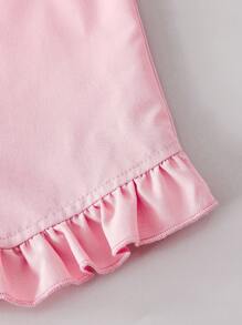 SHEIN Sparklyn 2pcs Girls' Pink Sweet School Style 2 In 1 Long Sleeve Shirt, Vest And Skirt Set, Suitable For School, Casual Outings, And Party Occasions Fall Winter - Multicolor - View 4