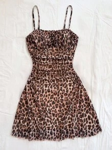 Soleia Women's Leopard Cheetah Print A-Line Mini Dress, Perfect For Holiday And Party In Autumn/Winter - Multicolor - View 4
