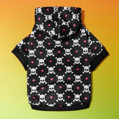 PETSIN Áo nỉ hình đầu lâu trái tim đen Halloween dành cho thú cưng