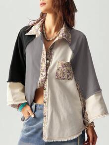 Bohemela 度假休闲宽松七分袖女式衬衫 - 彩色 - 查看 5