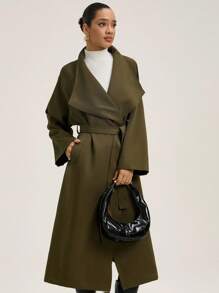 Aveloria New Korean Style Casual High-End Cinched Waist Long Trench Coat Fall Winter Cloth For Women