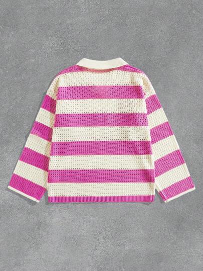 Street Life Men's Striped Embroidered Long Sleeve Sweater