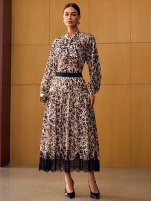 MOTF PREMIUM Áo sơ mi cổ thắt nơ họa tiết da báo - Nhiều màu - Xem 5