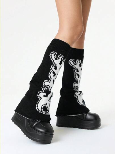 Grunge Punk 1 par de calentadores de pierna ancha de estilo gótico