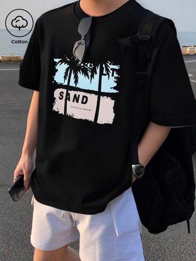 RueChic Men Cottonline Summer Vibe Printed Regular Short Sleeve T-Shirt