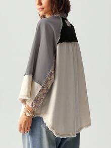 Bohemela 度假休闲宽松七分袖女式衬衫 - 彩色 - 查看 8