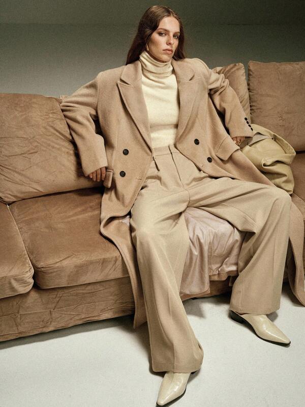 Aveloria Women's Loose Drop Shoulder Version With Lapel And Pocket Flap Design For Daily Commuting  Long Trench Coat Fall Clothes For Women Business Casual Woman Old Money Style Women