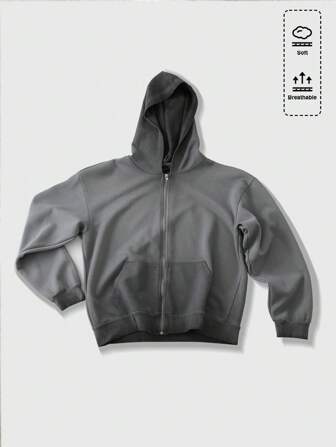 Grunge Punk Herren lässige, weite, vintage gewaschene Reißverschluss-Kapuzenjacke