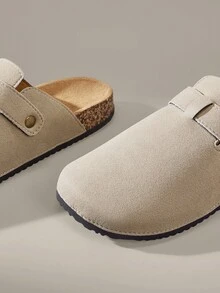 Solecia 男士休闲绒面革一脚蹬穆勒拖鞋 - 杏色 - 查看 5