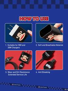 Paul Frank X SHEIN 数据线保护器，兼容充电器，3件套充电器保护器套装（不含数据线） - 黑色 - 查看 2